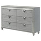 Haley Dresser 6 Drawers V Shape Glittering Handles Light Silver Wood By Casagear Home BM318874