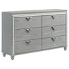 Haley Dresser, 6 Drawers, V Shape Glittering Handles, Light Silver Wood By Casagear Home