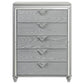 Haley Tall Dresser Chest V Shaped Glittering Metal Handles Light Silver By Casagear Home BM318875