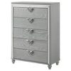 Haley Tall Dresser Chest V Shaped Glittering Metal Handles Light Silver By Casagear Home BM318875