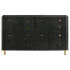 Fij Dresser 8 Drawers Golden Metal Stand Base Legs Knobs Black Wood By Casagear Home BM318877