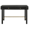 Fij Vanity Desk 48 Inch Rectangular 2 Drawers Metal Knobs Black Gold By Casagear Home BM318879