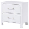 Asiy Nightstand 2 Drawers Clear Bar Handles Silver and Pearl White Wood By Casagear Home BM318881