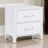 Asiy Nightstand 2 Drawers Clear Bar Handles Silver and Pearl White Wood By Casagear Home BM318881