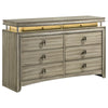 Sele Dresser, 8 Drawers, LED Lighting, Touch Switch, Rustic Beige Wood By Casagear Home