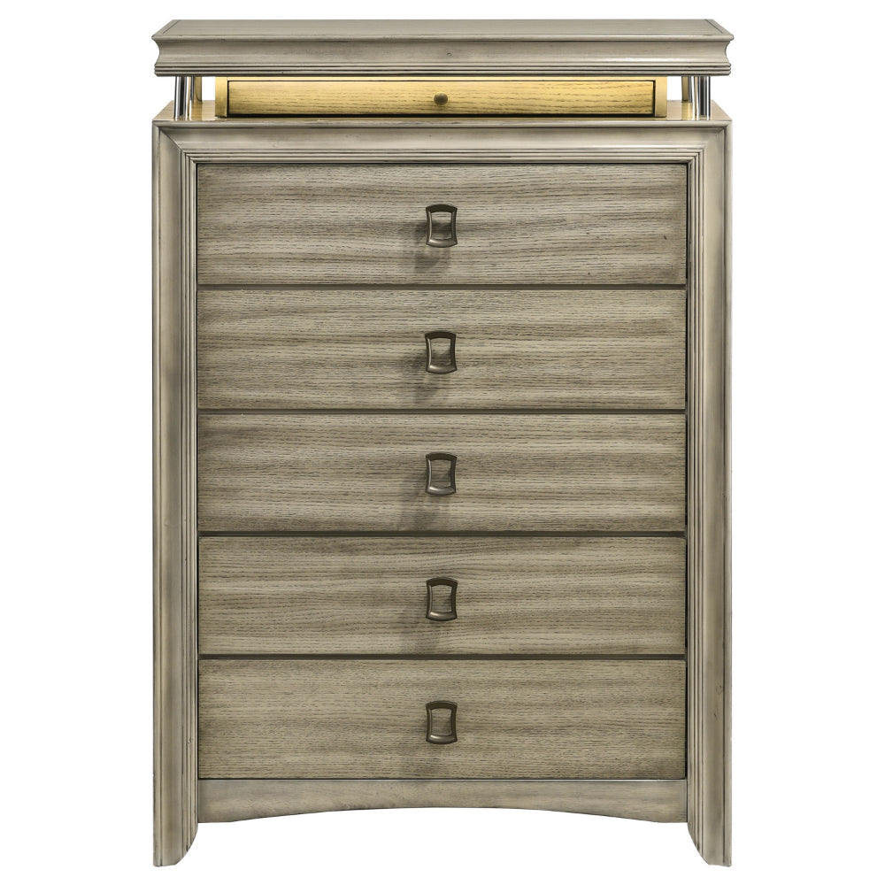 Sele Tall Dresser Chest 6 Drawers LED Lighting Touch Switch Beige By Casagear Home BM318886