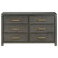 Ren Dresser 6 Drawers Brass Tone Accents Bar Handles Dark Gray Wood By Casagear Home BM318888