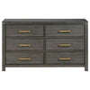 Ren Dresser 6 Drawers Brass Tone Accents Bar Handles Dark Gray Wood By Casagear Home BM318888