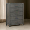 Ren Tall Dresser Chest 5 Drawers Brass Tone Accents Bar Handles Gray By Casagear Home BM318889