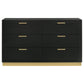 Caer Dresser 6 Drawers Gold Accent Recessed Base Bar Handles Black By Casagear Home BM318891