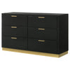 Caer Dresser 6 Drawers Gold Accent Recessed Base Bar Handles Black By Casagear Home BM318891