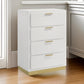 Caer Tall Dresser Chest 4 Drawers Recessed Base Bar Handles White Gold By Casagear Home BM318895