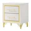 Jenny Nightstand 2 Drawers Hairpin Style Legs in Gold Bar Handles White By Casagear Home BM318896