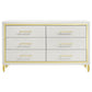 Jenny Dresser 6 Drawers Hairpin Style Legs in Gold Bar Handles White By Casagear Home BM318897