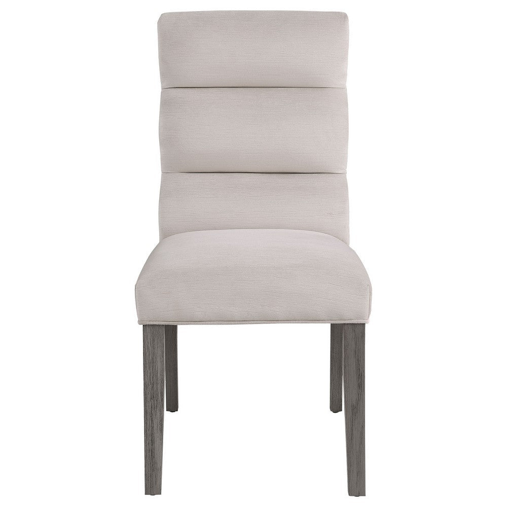 Cary Dining Chair Set of 2 Stone Gray Fabric Tufted Foam Filled Cushion By Casagear Home BM318902