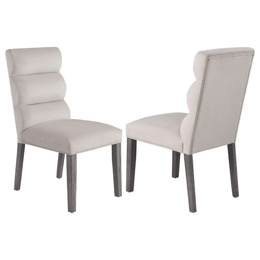 Cary Dining Chair Set of 2, Stone Gray Fabric, Tufted Foam Filled Cushion By Casagear Home