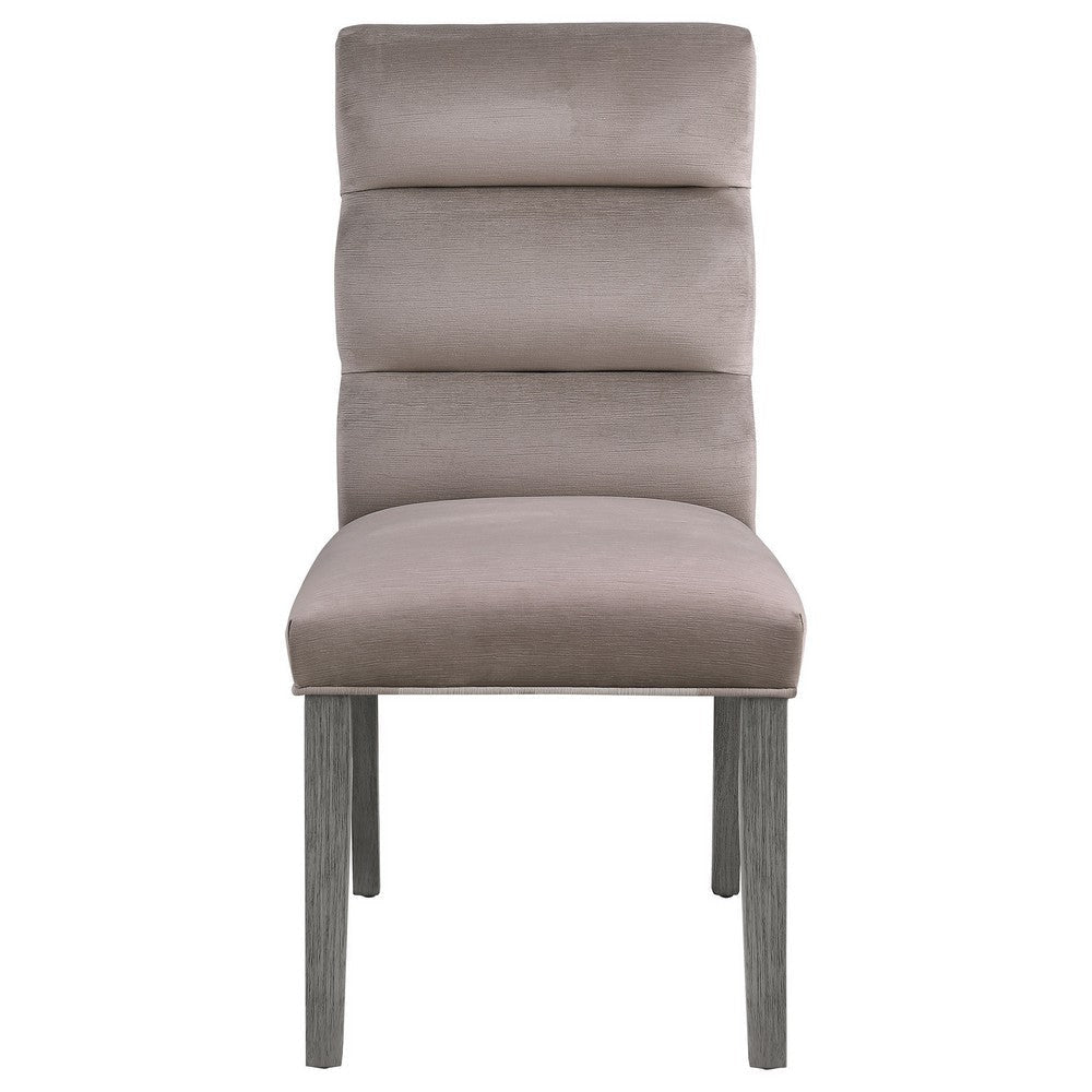 Cary Dining Chair Set of 2 Ash Gray Fabric Tufted Foam Filled Cushion By Casagear Home BM318903