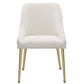 Maya Dining Side Chair Set of 2 Ivory Velvet Brass Plated Metal Legs By Casagear Home BM318904