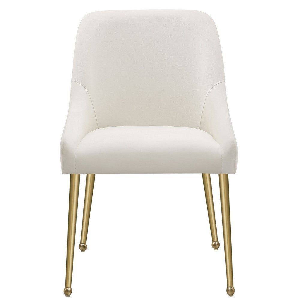 Maya Dining Side Chair Set of 2 Ivory Velvet Brass Plated Metal Legs By Casagear Home BM318904