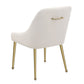 Maya Dining Side Chair Set of 2 Ivory Velvet Brass Plated Metal Legs By Casagear Home BM318904