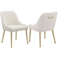 Maya Dining Side Chair Set of 2, Ivory Velvet, Brass Plated Metal Legs By Casagear Home