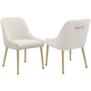 Maya Dining Side Chair Set of 2, Ivory Velvet, Brass Plated Metal Legs By Casagear Home