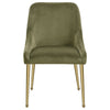 Maya Dining Side Chair Set of 2 Green Velvet Brass Plated Metal Legs By Casagear Home BM318905