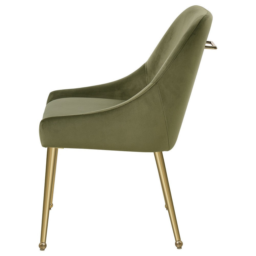 Maya Dining Side Chair Set of 2 Green Velvet Brass Plated Metal Legs By Casagear Home BM318905