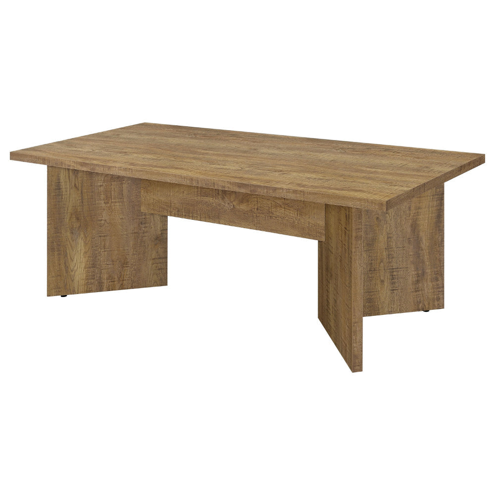 Lama Dining Table 84 Inch Rectangular Top V Shape Pedestal Base Brown By Casagear Home BM318907