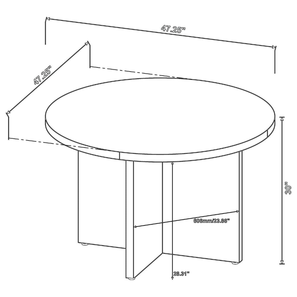 Lama Dining Table 47 Inch Round Top X Cross Legs Natural Brown Wood Frame By Casagear Home BM318908