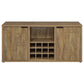 Lama 60 Inch Sideboard Buffet 2 Cabinet 3 Stemware Wine Rack Brown By Casagear Home BM318909