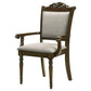 Ross Dining Armchair Set of 2 Gray Seat Classic Design Chestnut Brown By Casagear Home BM318912