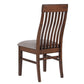 Brar Dining Chair Set of 2 Light Brown Fabric Slat Back Brown Hardwood By Casagear Home BM318915