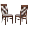 Brar Dining Chair Set of 2, Light Brown Fabric, Slat Back, Brown Hardwood By Casagear Home