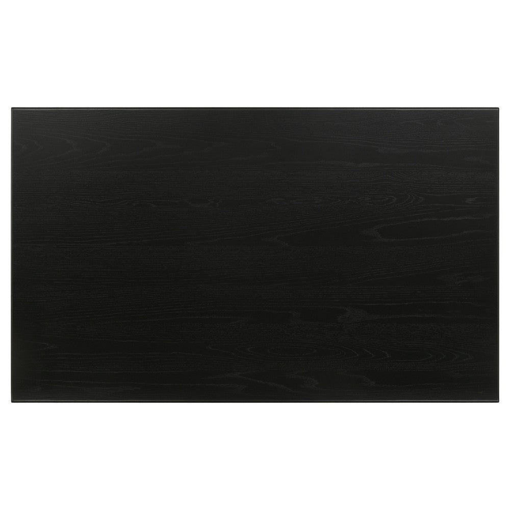 Brar Dining Table 59 Inch Rectangular Top Classic Black Hardwood and Oak By Casagear Home BM318916