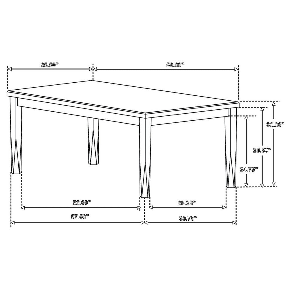 Brar Dining Table 59 Inch Rectangular Top Classic Black Hardwood and Oak By Casagear Home BM318916