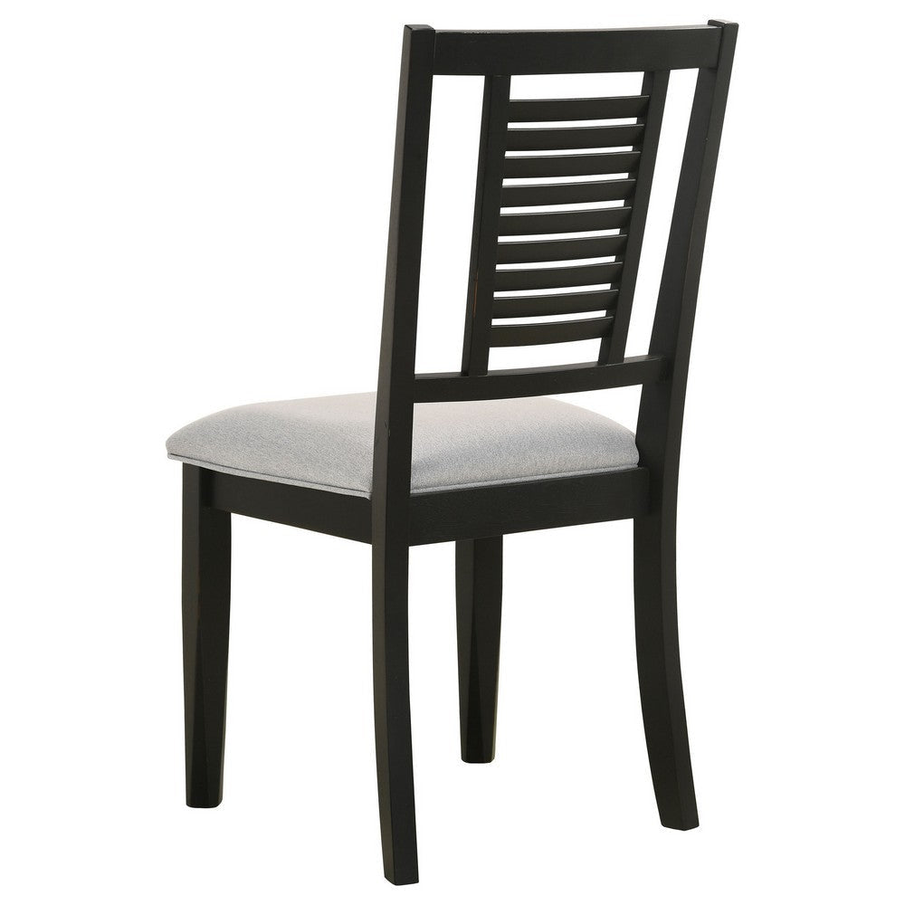 Brar Dining Chair Set of 2 Ladder Back Black Washed Light Gray 19 Inch By Casagear Home BM318917