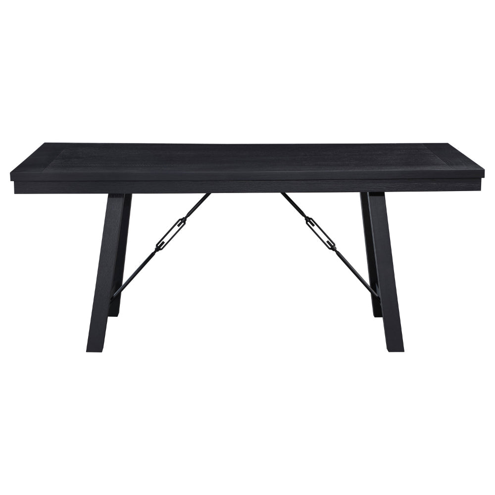 Brar Dining Table 72 Inch Rectangular Top Trestle Base Black Iron Wood By Casagear Home BM318918