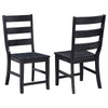 Brar Dining Chair Set of 2, Ladder Back, Black Finished, Asian Hardwood By Casagear Home