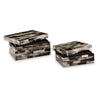 Foer Decorative Storage Box Set of 2 Black Brown Cream Mosaic Pattern By Casagear Home BM318926