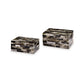 Foer Decorative Storage Box Set of 2 Black Brown Cream Mosaic Pattern By Casagear Home BM318926