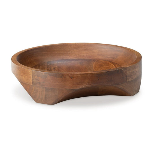 Myra Bowl, Carved Pattern at the Bottom, Food Safe, Brown Wood, 14 Inch By Casagear Home