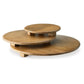 Piya Decorative Serving Tray Platter Set of 3, Round Riser Honey Brown Wood By Casagear Home