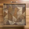 Hely Decorative Wood Tray 27 Inch Square Geometric Pattern Brown Beige By Casagear Home BM318938