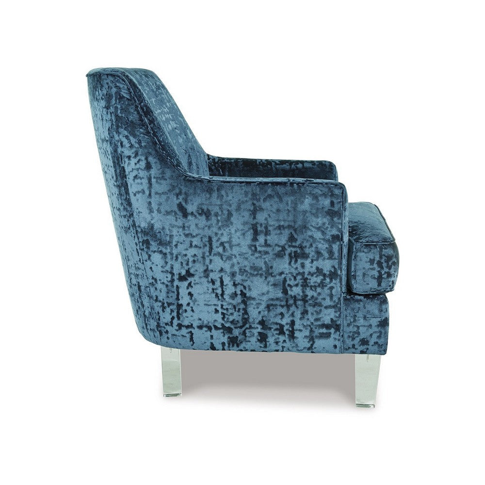 Gloria Accent Chair Lagoon Blue Polyester Crushed Velvet Clear Acrylic By Casagear Home BM318940