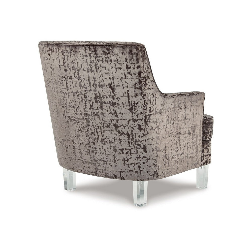 Gloria Accent Chair Charcoal Brown Polyester Crushed Velvet Clear Acrylic By Casagear Home BM318941