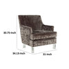 Gloria Accent Chair Charcoal Brown Polyester Crushed Velvet Clear Acrylic By Casagear Home BM318941