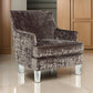 Gloria Accent Chair Charcoal Brown Polyester Crushed Velvet Clear Acrylic By Casagear Home BM318941