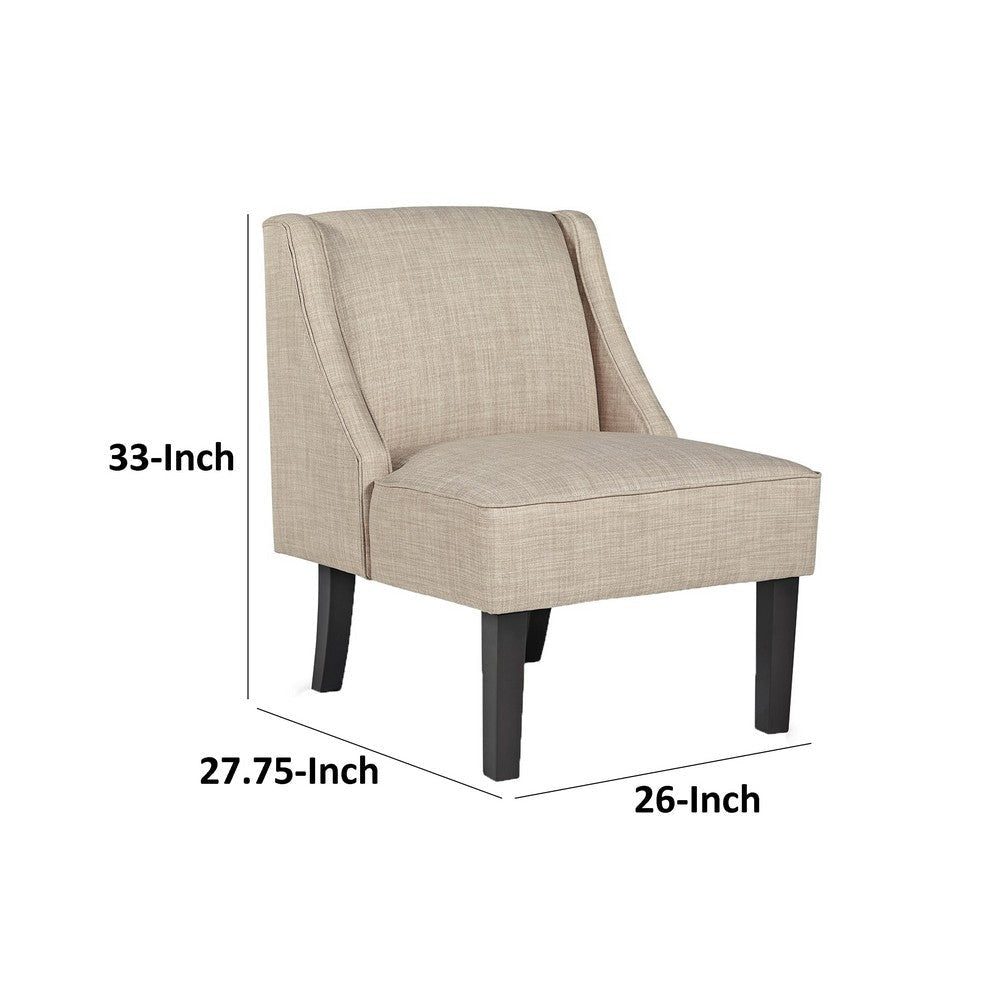 Hellen Accent Chair Light Beige Polyester Soft Cushions Black Wood By Casagear Home BM318944