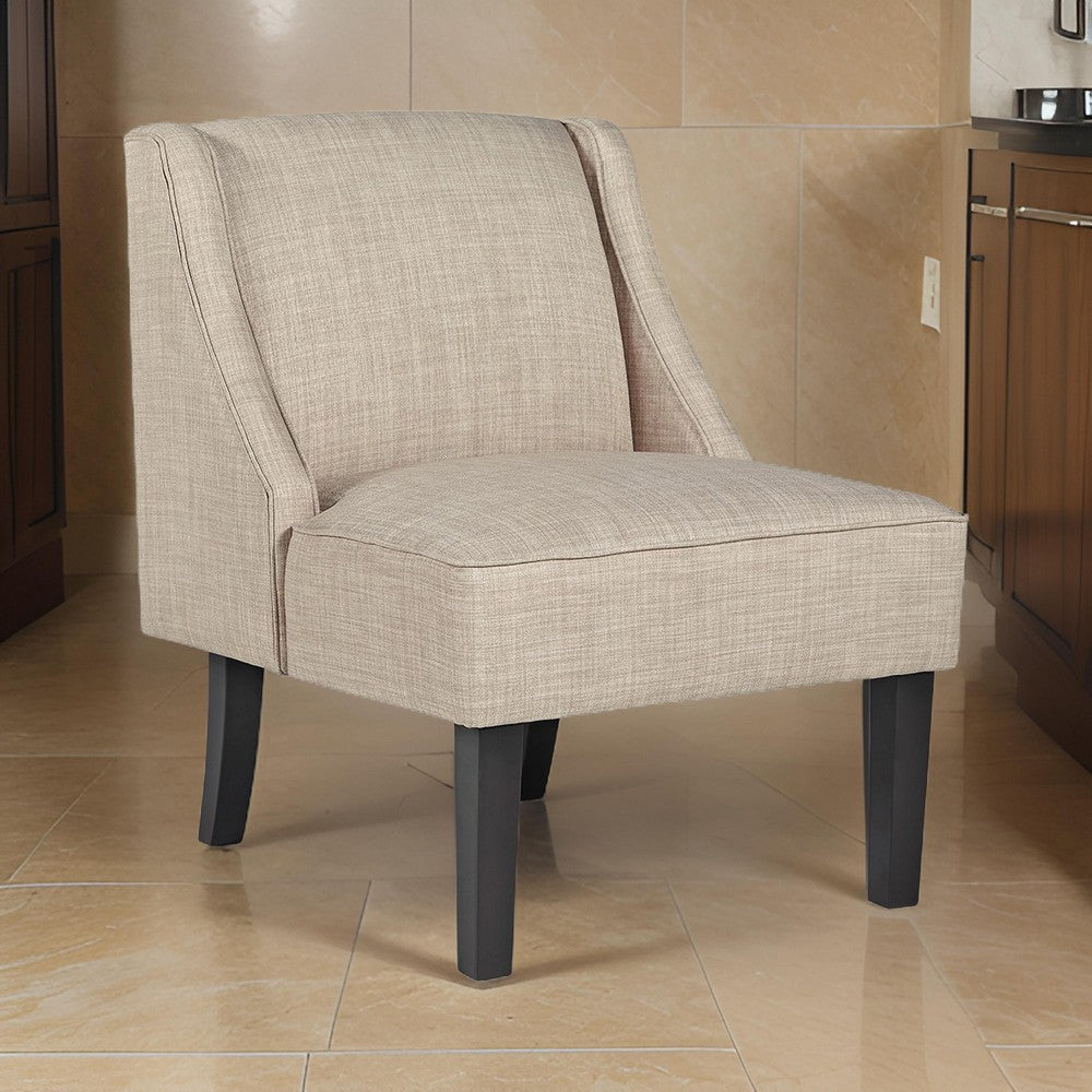 Hellen Accent Chair Light Beige Polyester Soft Cushions Black Wood By Casagear Home BM318944